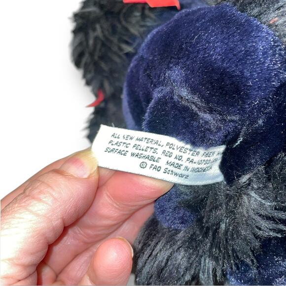 FAO Schwarz Plush Poodle Puppy Dog Stuffed Animal Red Bow Nursery Realistic 11" - Picture 9 of 10